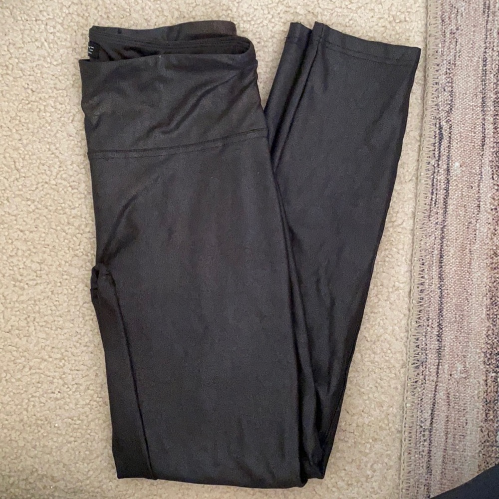 Black faux leather leggings